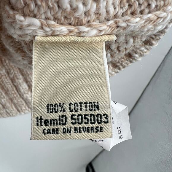 VINTAGE LL Bean 100% cotton funnel neck pullover sweater cream tan size medium - Picture 8 of 8